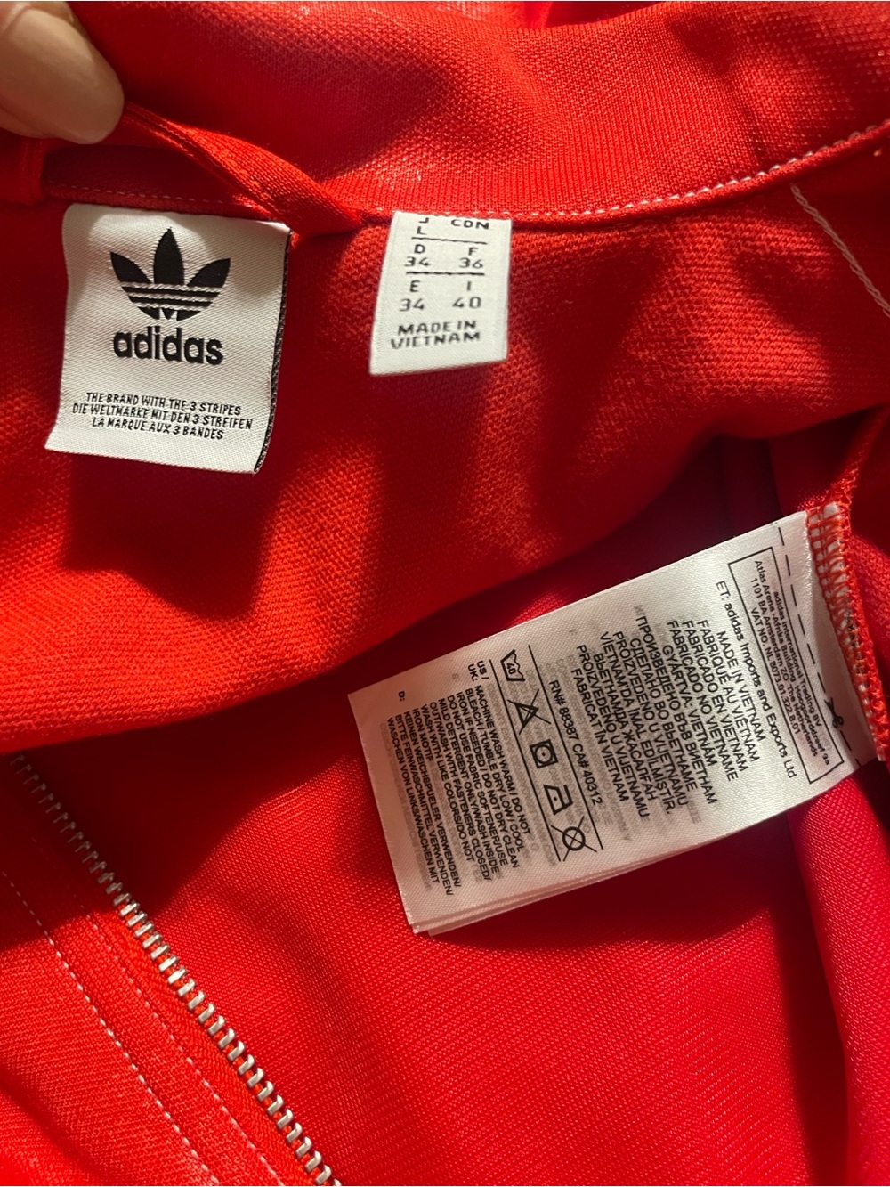 Adidas X Fiorucci Collab Red Cropped Track Jacket with 3 Stripe Sleeves - Picture 5 of 10